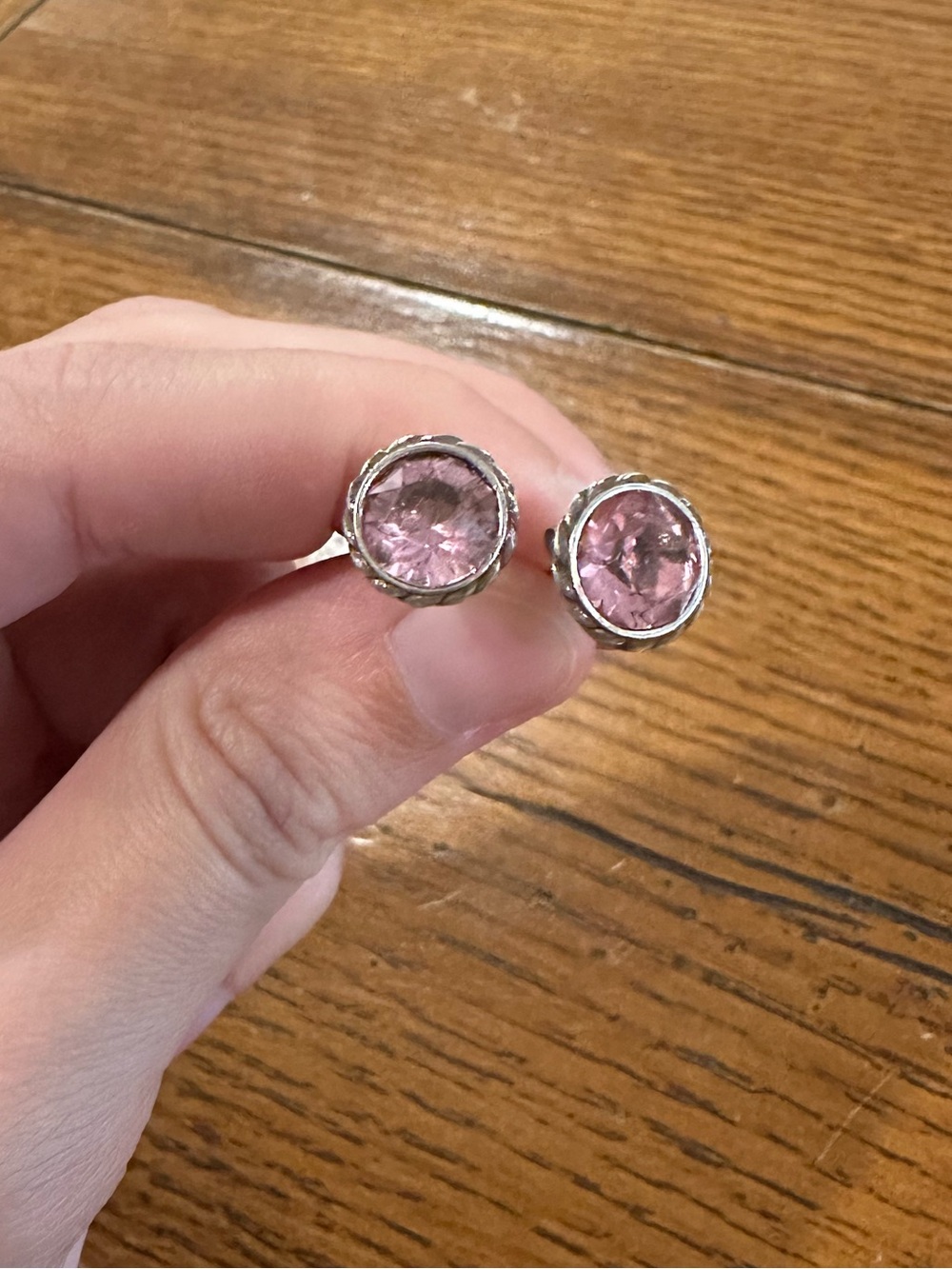 Brighton Pink Crystal Stud Earrings - Silver Tone